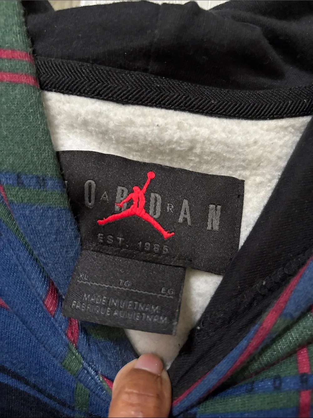 Jordan Blue & Green Plaid Hooded Pullover